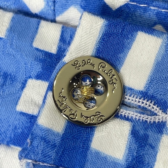 Lilly Pulitzer Feeling Beachy Kelly Ankle Pants Gingham Blue White Size 12 - Picture 5 of 9